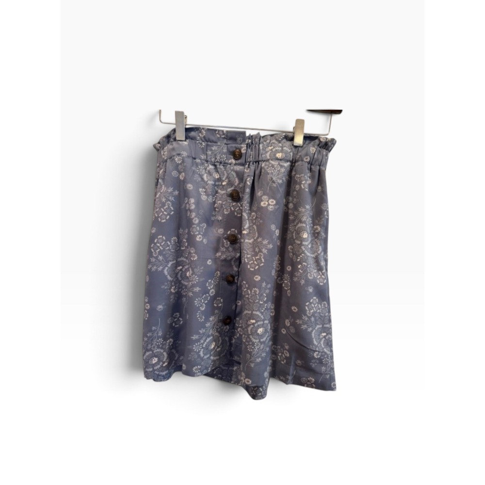 Madewell Blue Floral Paperbag Waist Shorts Button Front Viscose Small